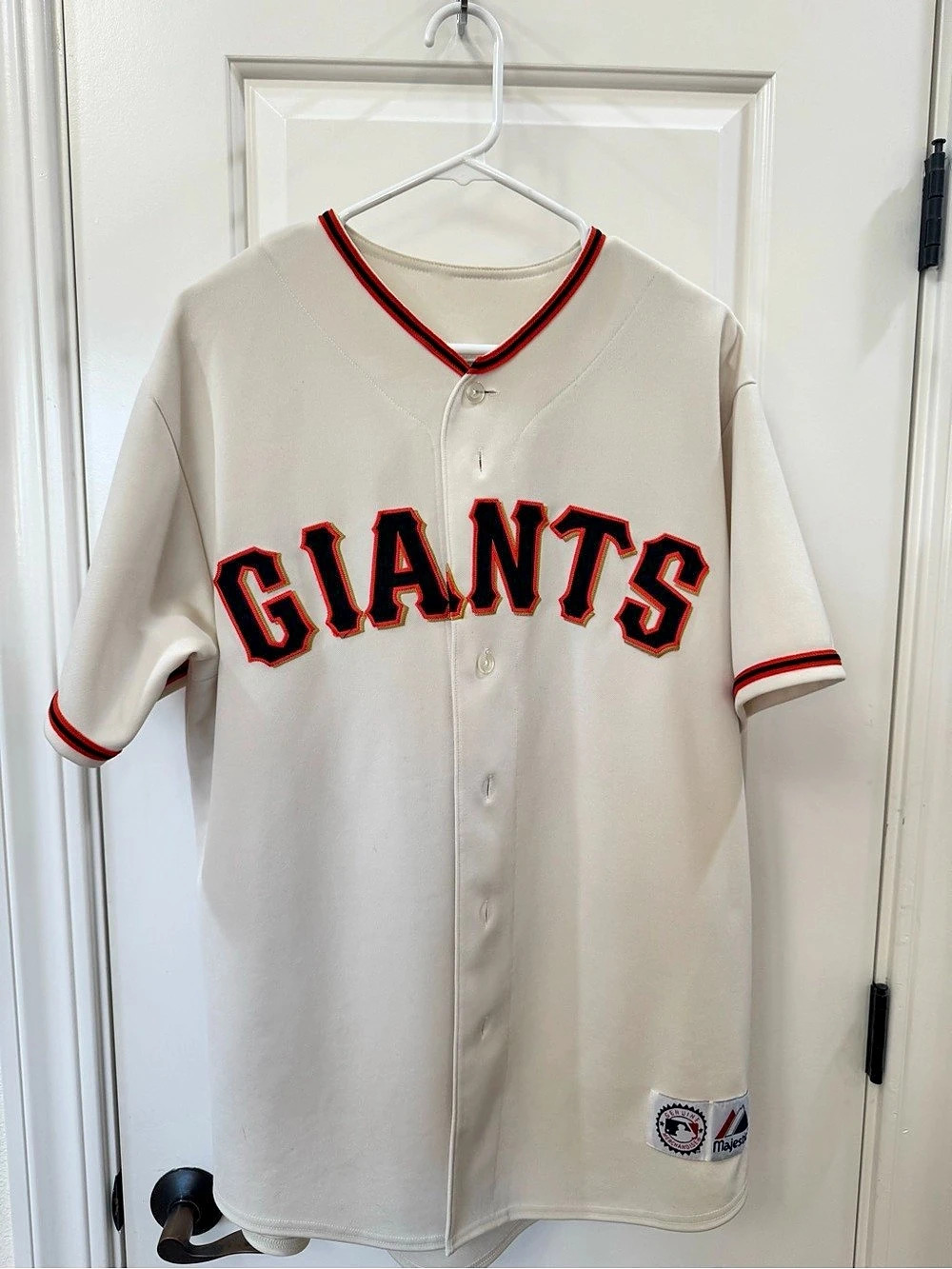 Majestic Barry Bonds San Francisco Giants Home Jersey White & Red Large